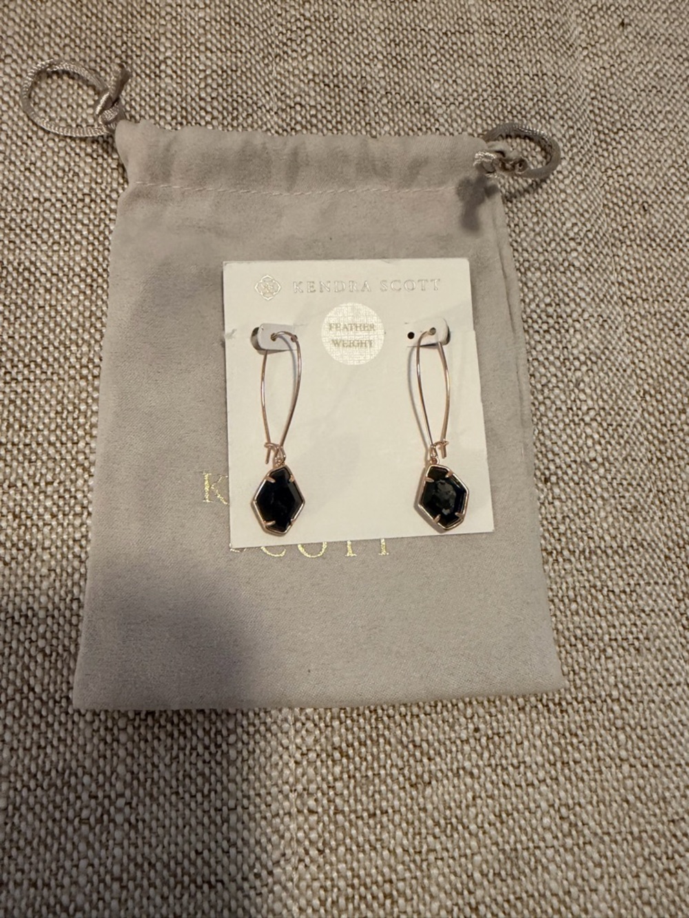 Kendra Scott Catherine earrings - black granite and rose gold
